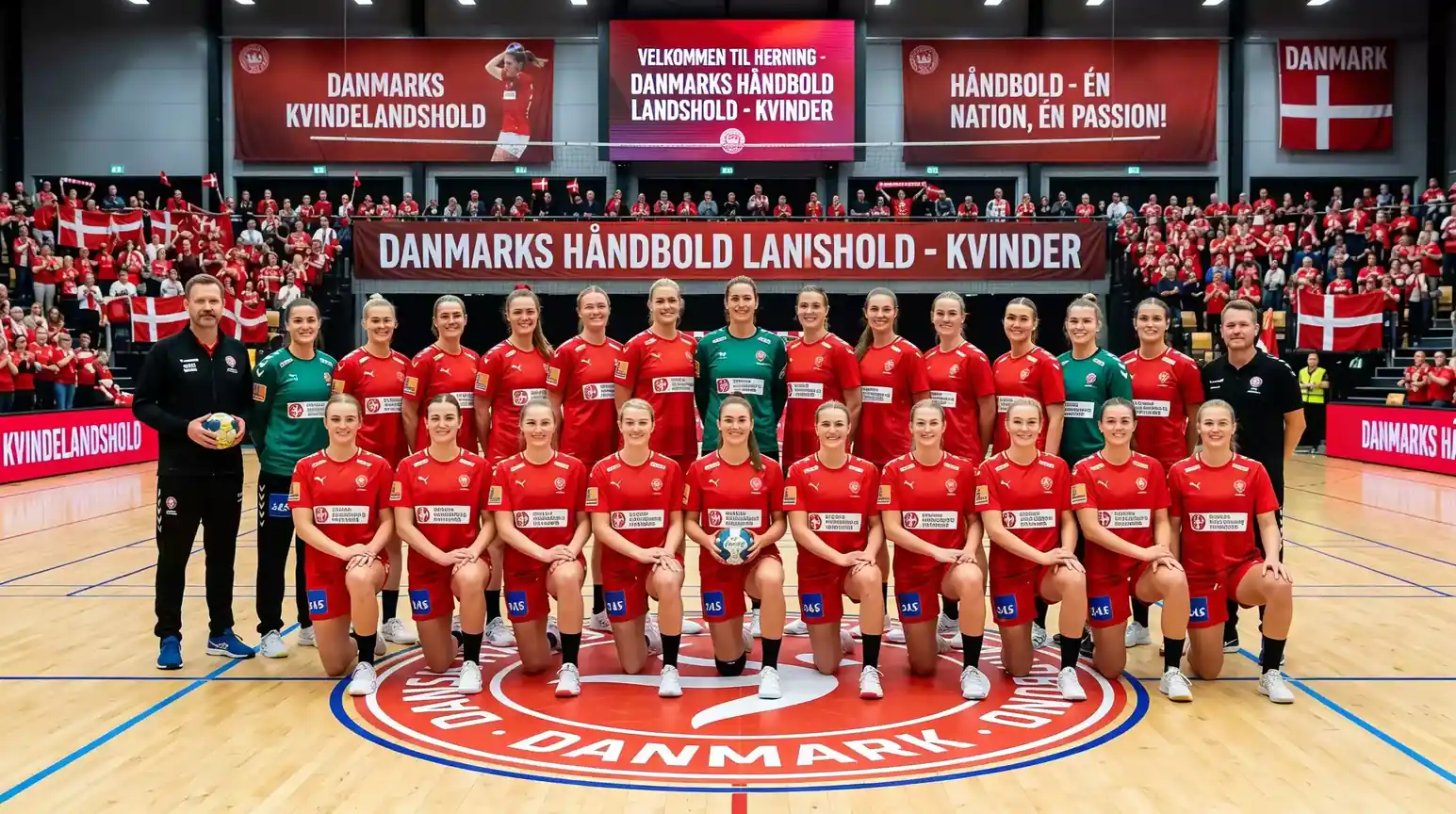 Det danske kvindelandshold i håndbold opstillet til holdfoto