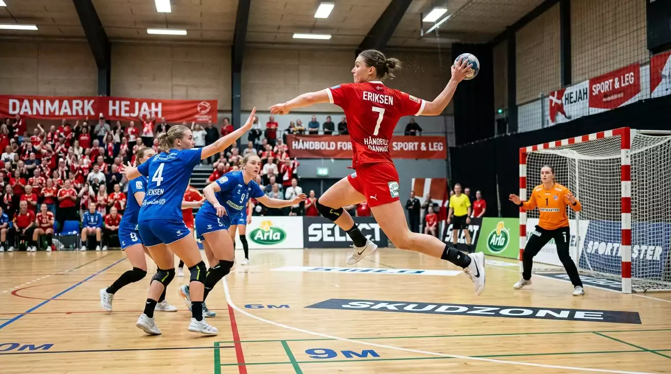 Helena Elver i aktion for det danske kvindelandshold i håndbold
