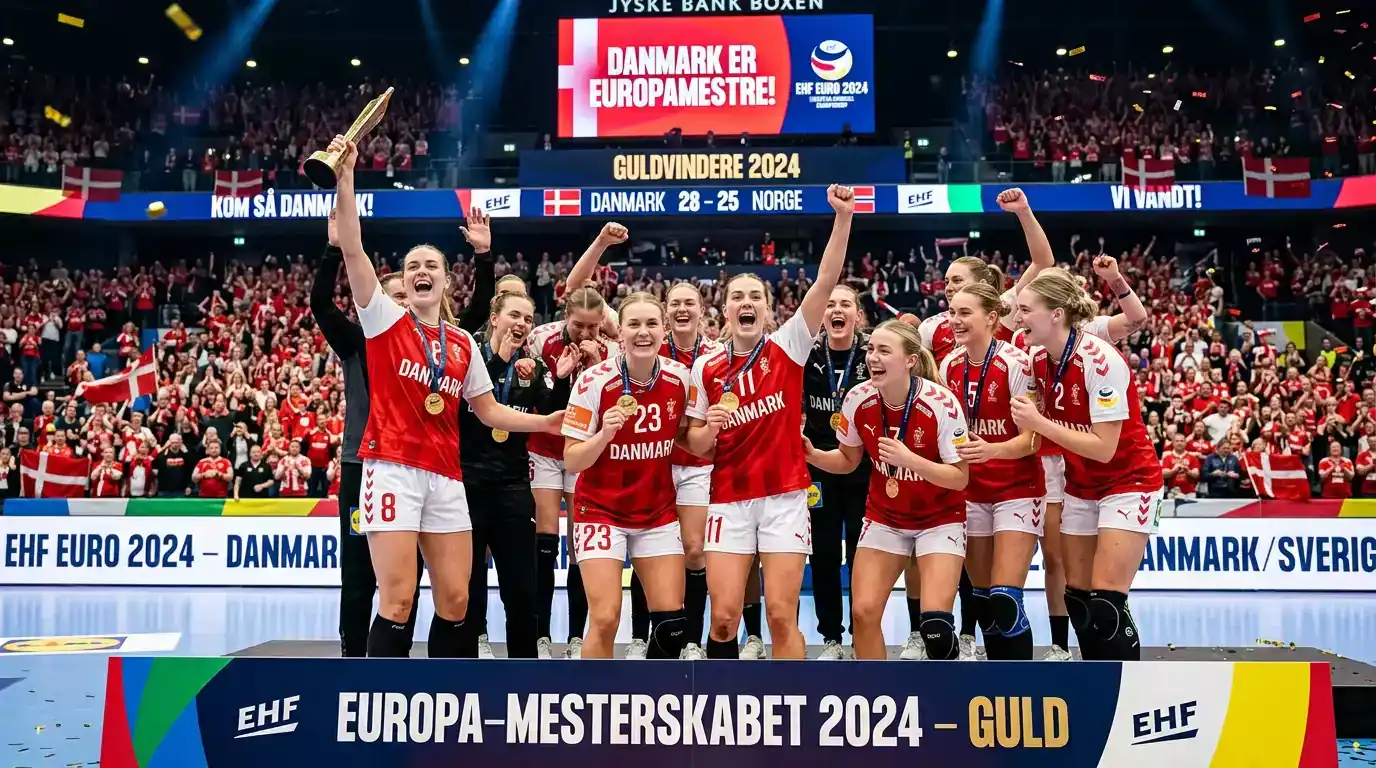 Danske håndboldkvinder med EM-guldmedaljer
