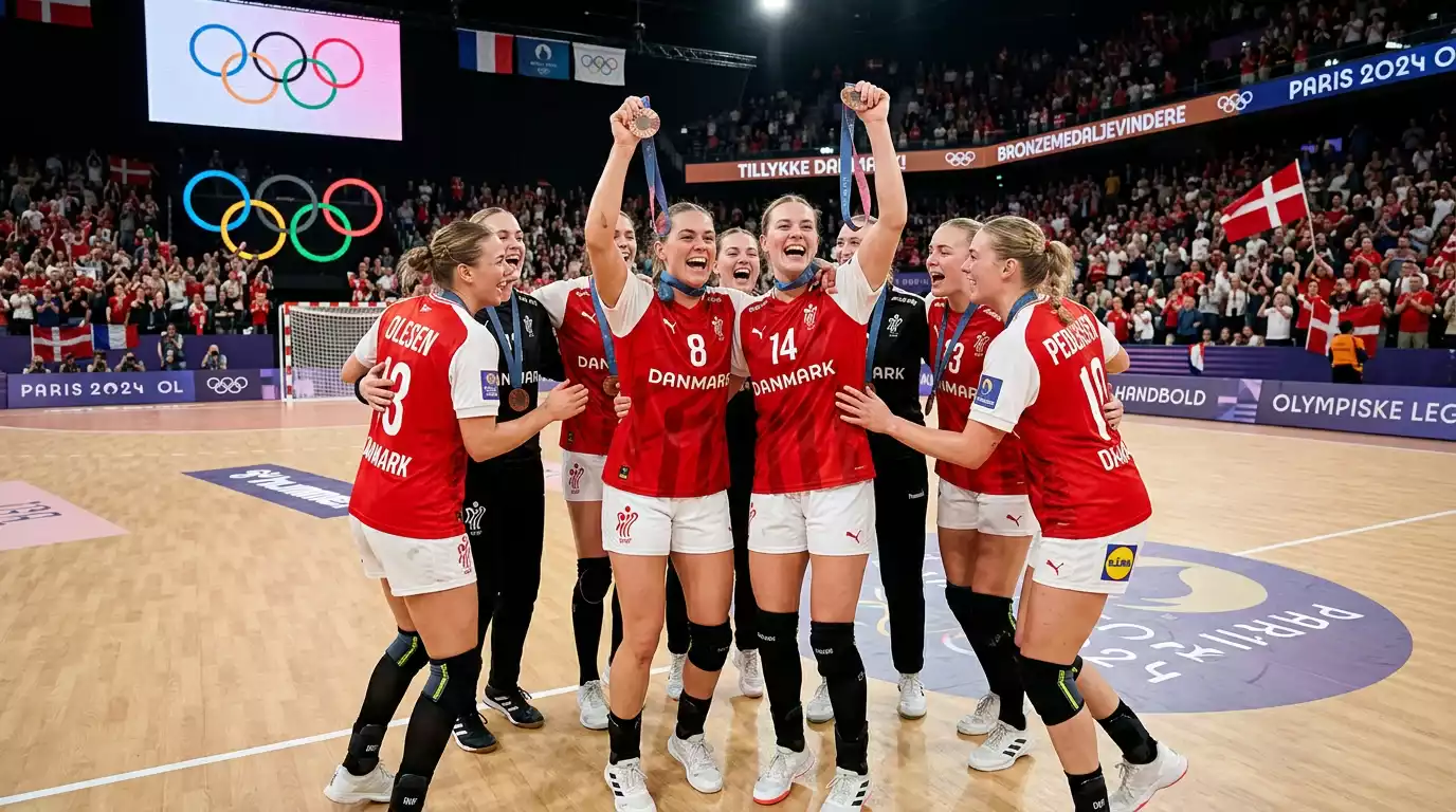 Danske håndboldkvinder fejrer OL-bronzemedaljen i Paris 2024