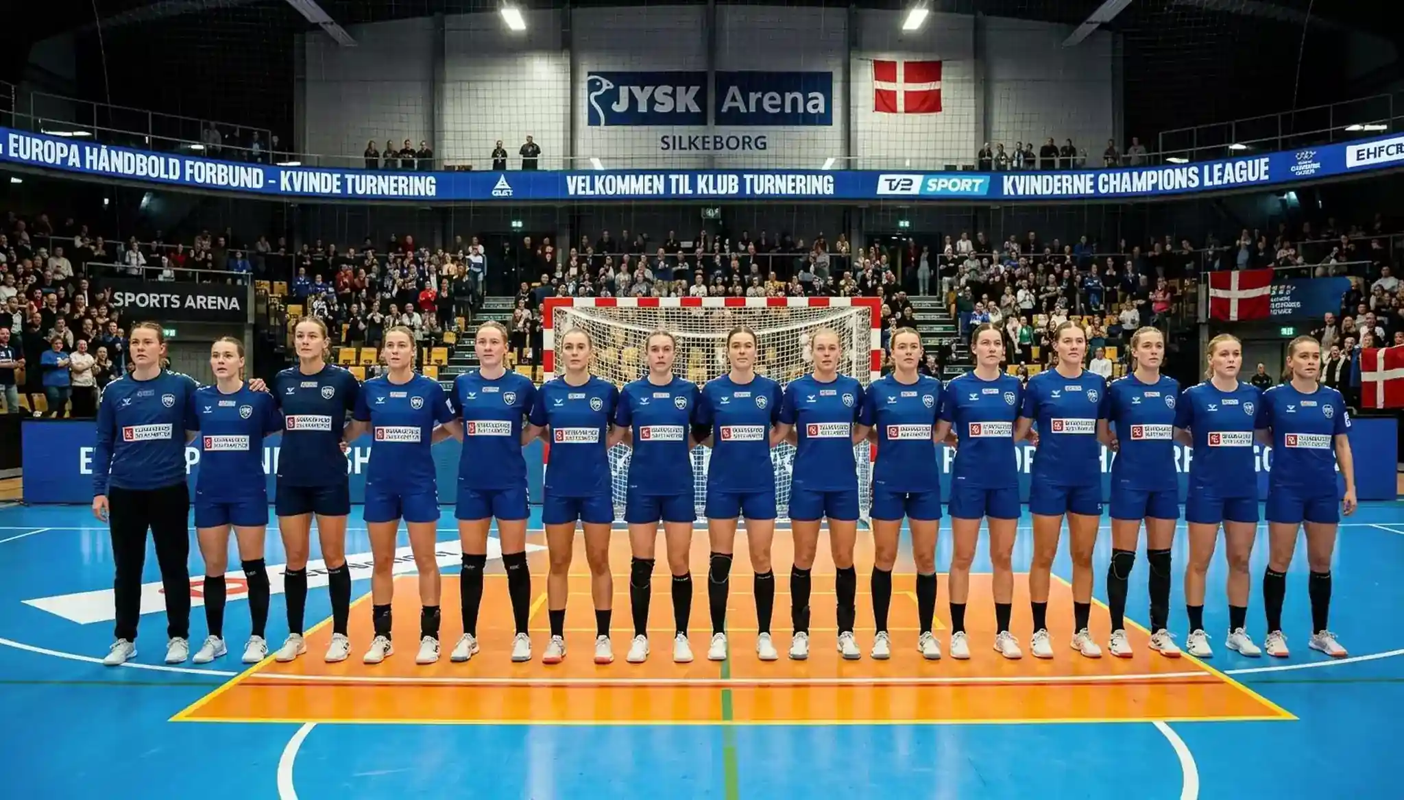 Team Esbjerg spillere under en Champions League kamp